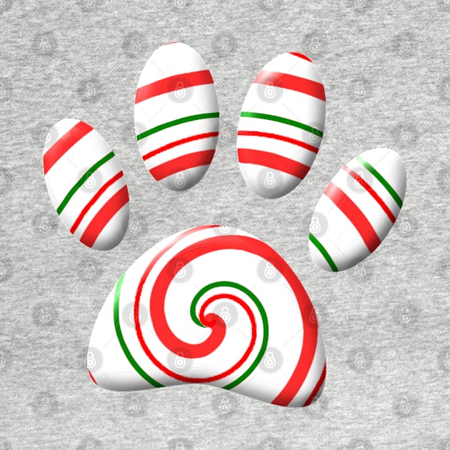 Peppermint Swirl Dog Paw In Red Green White by Braznyc